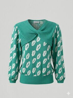 Vibrant Vintage 80s Carella Italian Knit Sweater – Emerald Green & White